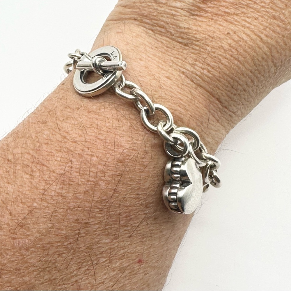 Lagos Sterling Silver Heart Toggle Charm Bracelet - Picture 5 of 6